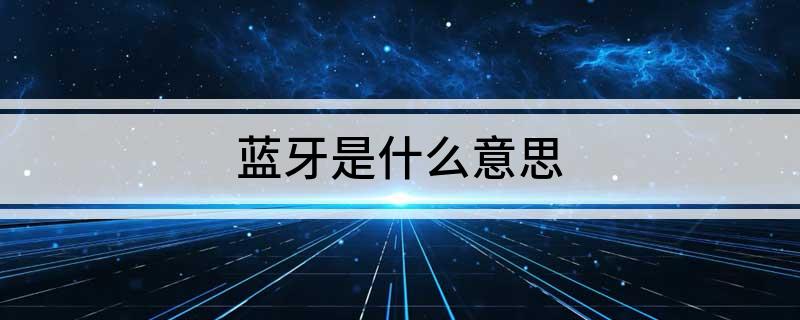 蓝牙是什么意思