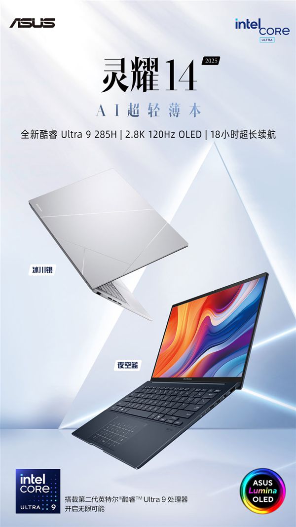 华硕灵耀、无畏四大轻薄本升级酷睿Ultra200！双屏设计绝了(图2)