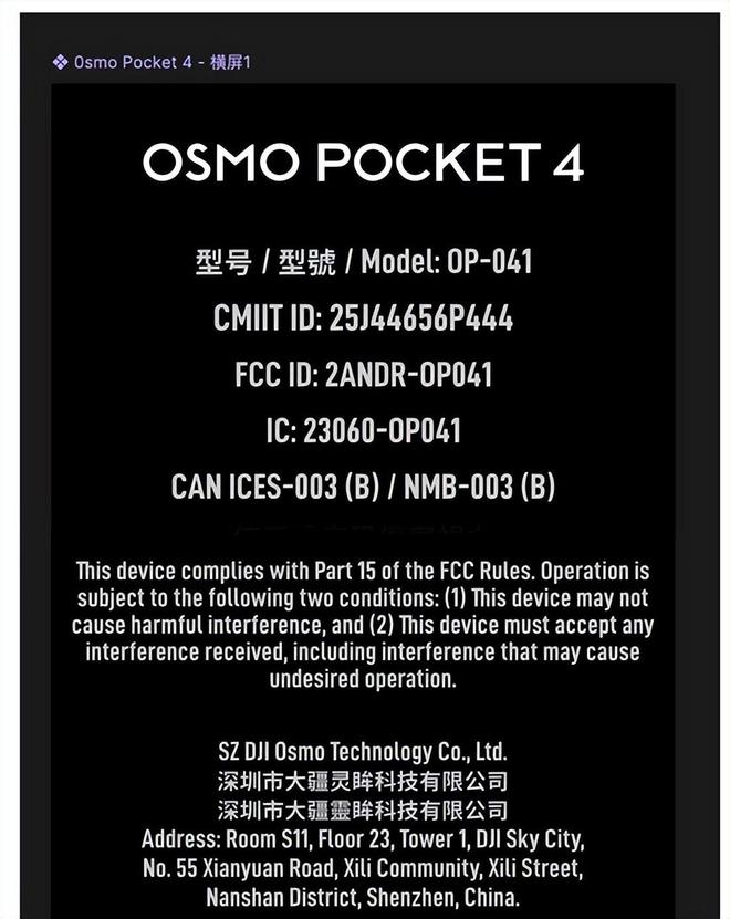 爆料称大疆Pocket4电池较上代多约2成有望12月发布(图2)